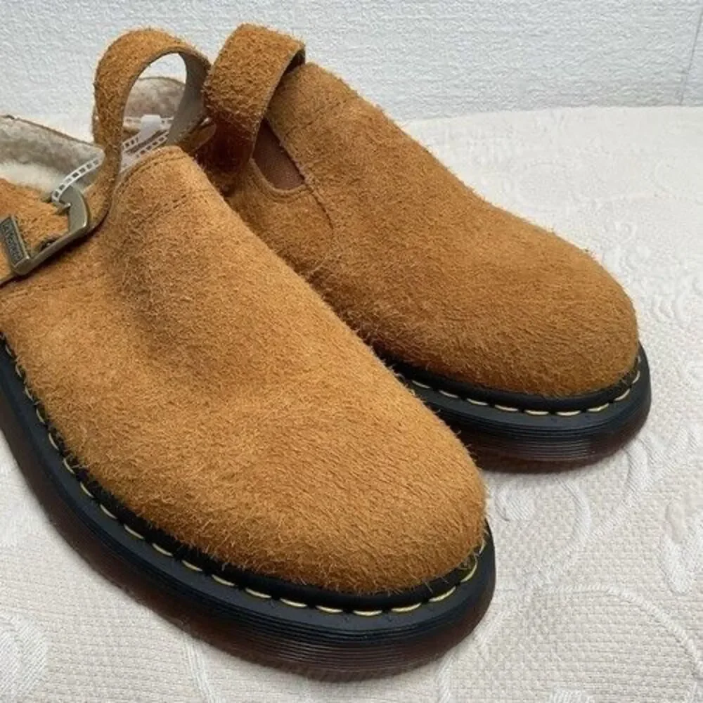 NWOB Dr. Martens Isham Brown Shearling Suede Slingback Mules Unisex Size M12/W13